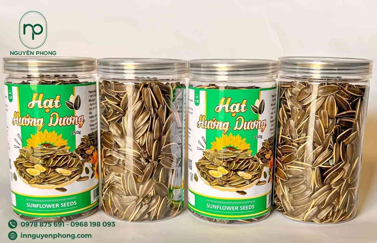 Mẫu tem dán hạt hướng dương quanh lọ